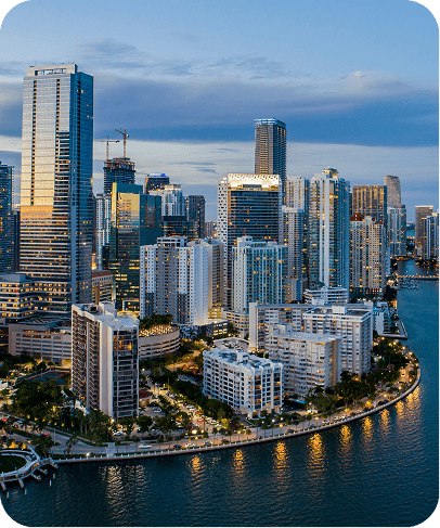 Miami cityscape with waterfront and skyscrapers